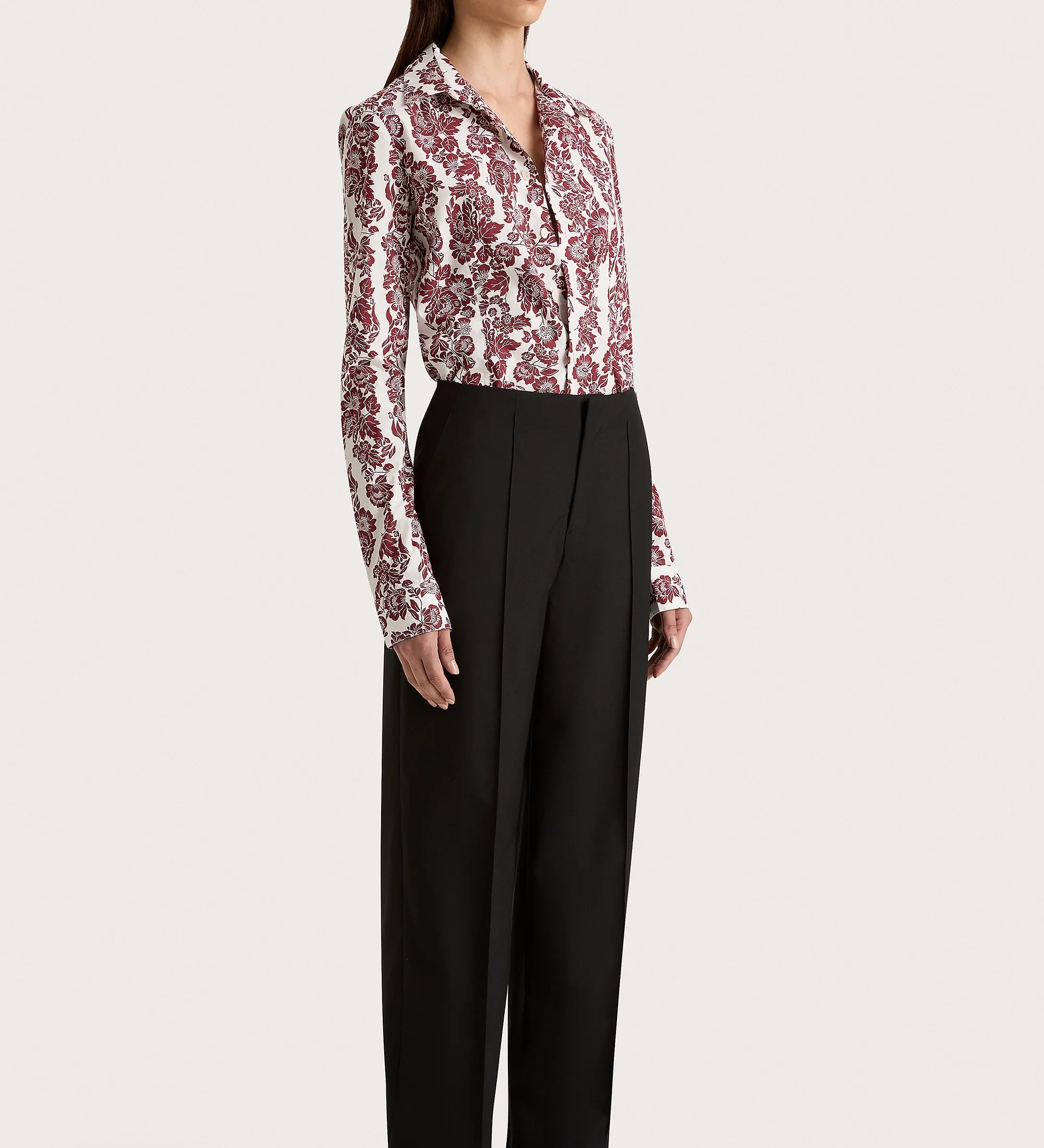 Faithfull - Estelle Fitted Shirt Striped Floral Wine - Final Sale
