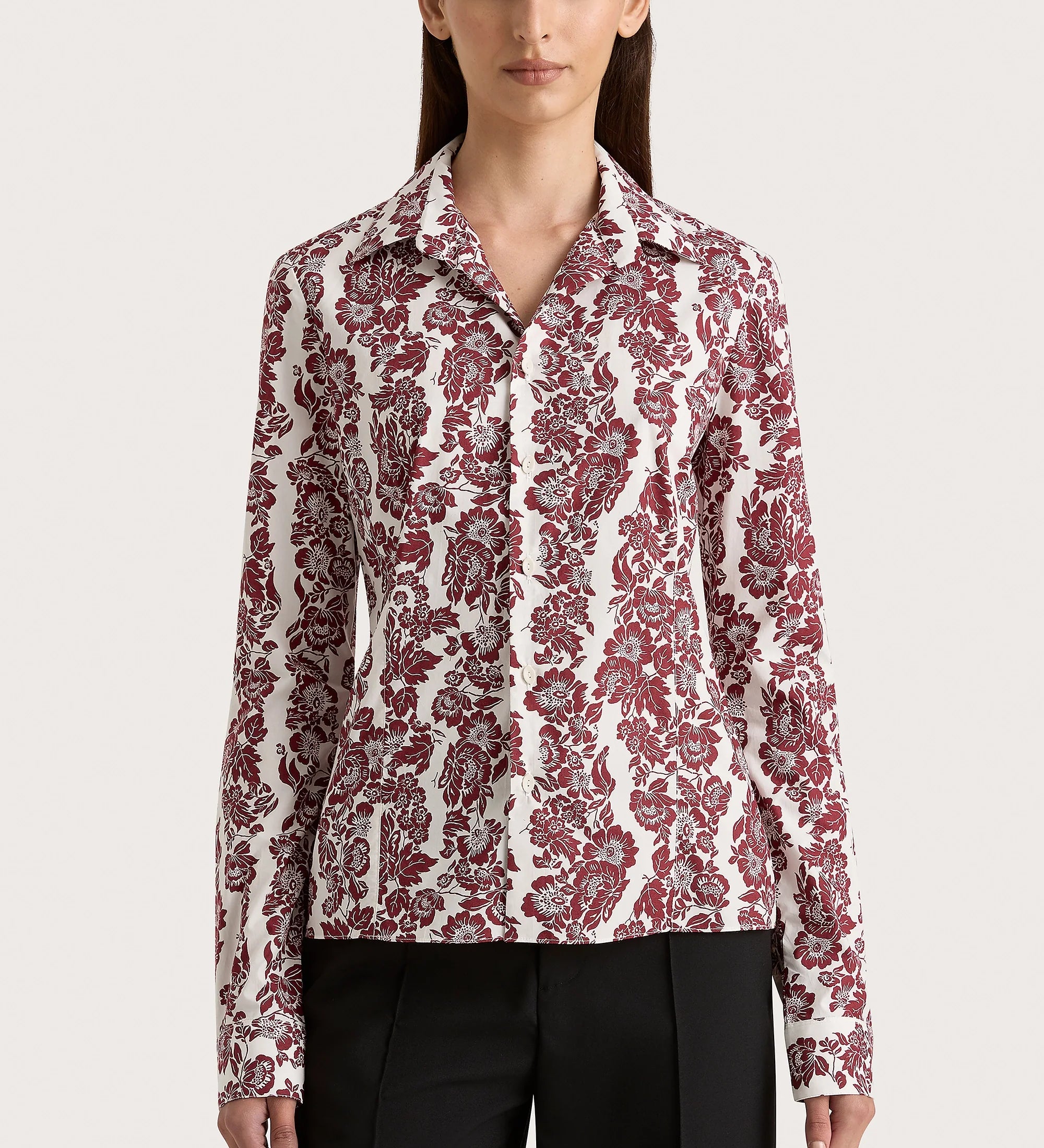 Faithfull - Estelle Fitted Shirt Striped Floral Wine - Final Sale
