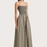 Faithfull - Lida Maxi Dress Khaki Stripe - Final Sale