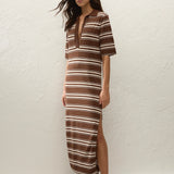 Faithfull - Santiago Polo Dress Ombre Stripe Macro Carob