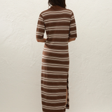 Faithfull - Santiago Polo Dress Ombre Stripe Macro Carob