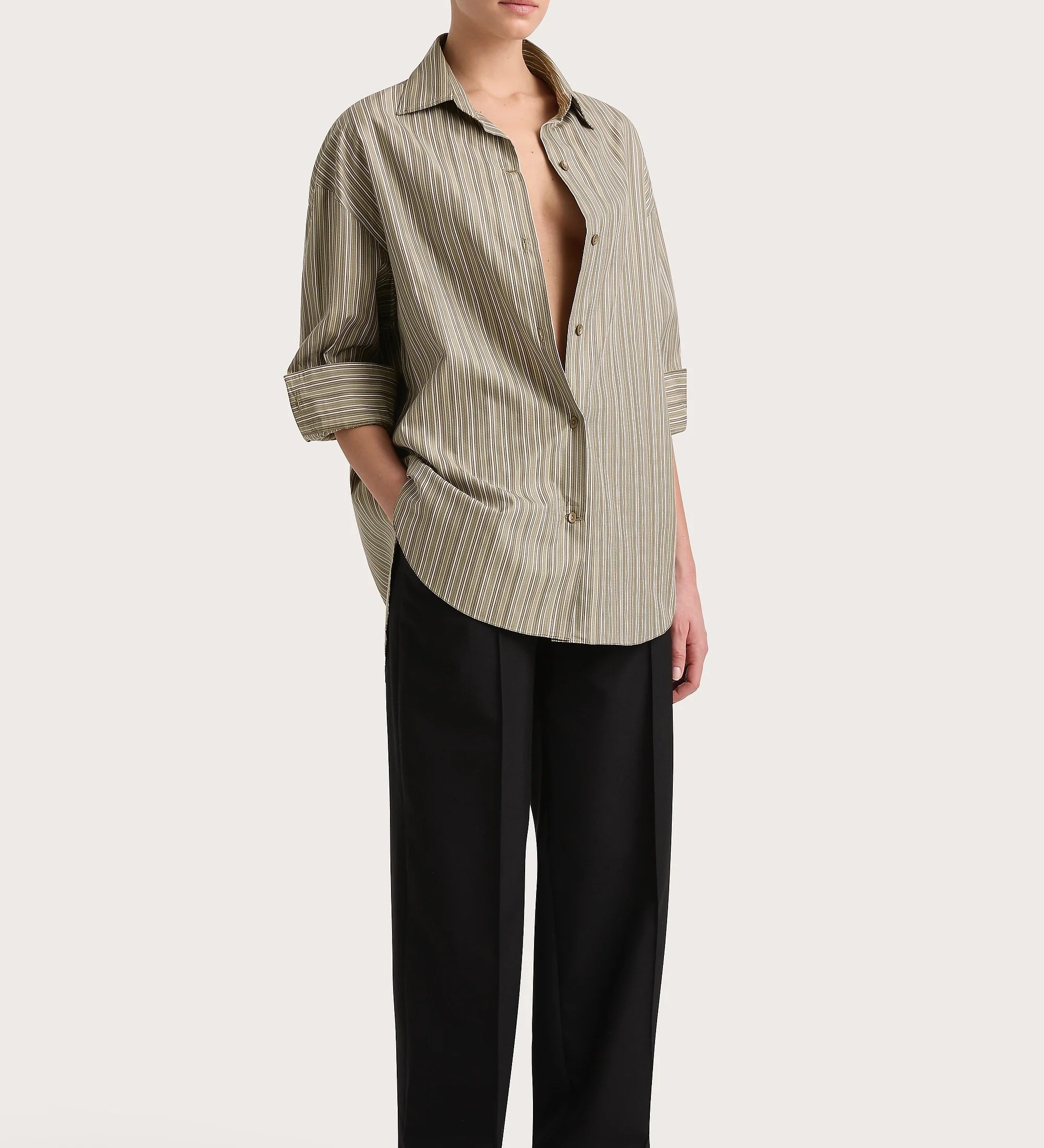 Faithfull - En Vau Shirt Khaki Stripe - Final Sale