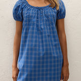 Faithfull - Costa Mini Dress Flor Check Cobalt