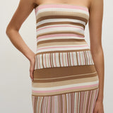Faithfull - Citara Strapless Top Puce Sepia Stripe