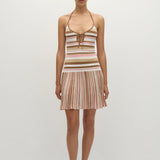 Faithfull - Elea Mini Dress Puce Sepia Stripe