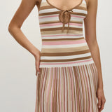 Faithfull - Elea Mini Dress Puce Sepia Stripe