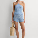 Faithfull - Raya Short Light Blue Chevron