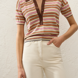 Faithfull - Sable Polo Shirt Luis Stripe Dusty Mauve