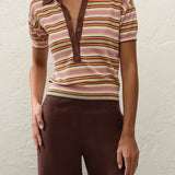 Faithfull - Sable Polo Shirt Luis Stripe Dusty Mauve