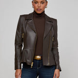L'AGENCE - Lyric Leather Peplum Jacket