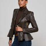 L'AGENCE - Lyric Leather Peplum Jacket
