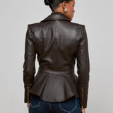 L'AGENCE - Lyric Leather Peplum Jacket