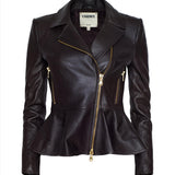 L'AGENCE - Lyric Leather Peplum Jacket