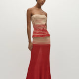 Faithfull - Citara Skirt Accordion Stripe Amber Fawn
