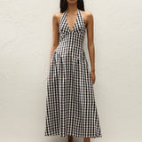 Faithfull - La Cala Midi Dress Gingham Black