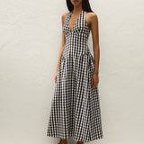 Faithfull - La Cala Midi Dress Gingham Black