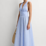 Faithfull - Lido Maxi Dress Paloma Check Light Blue White