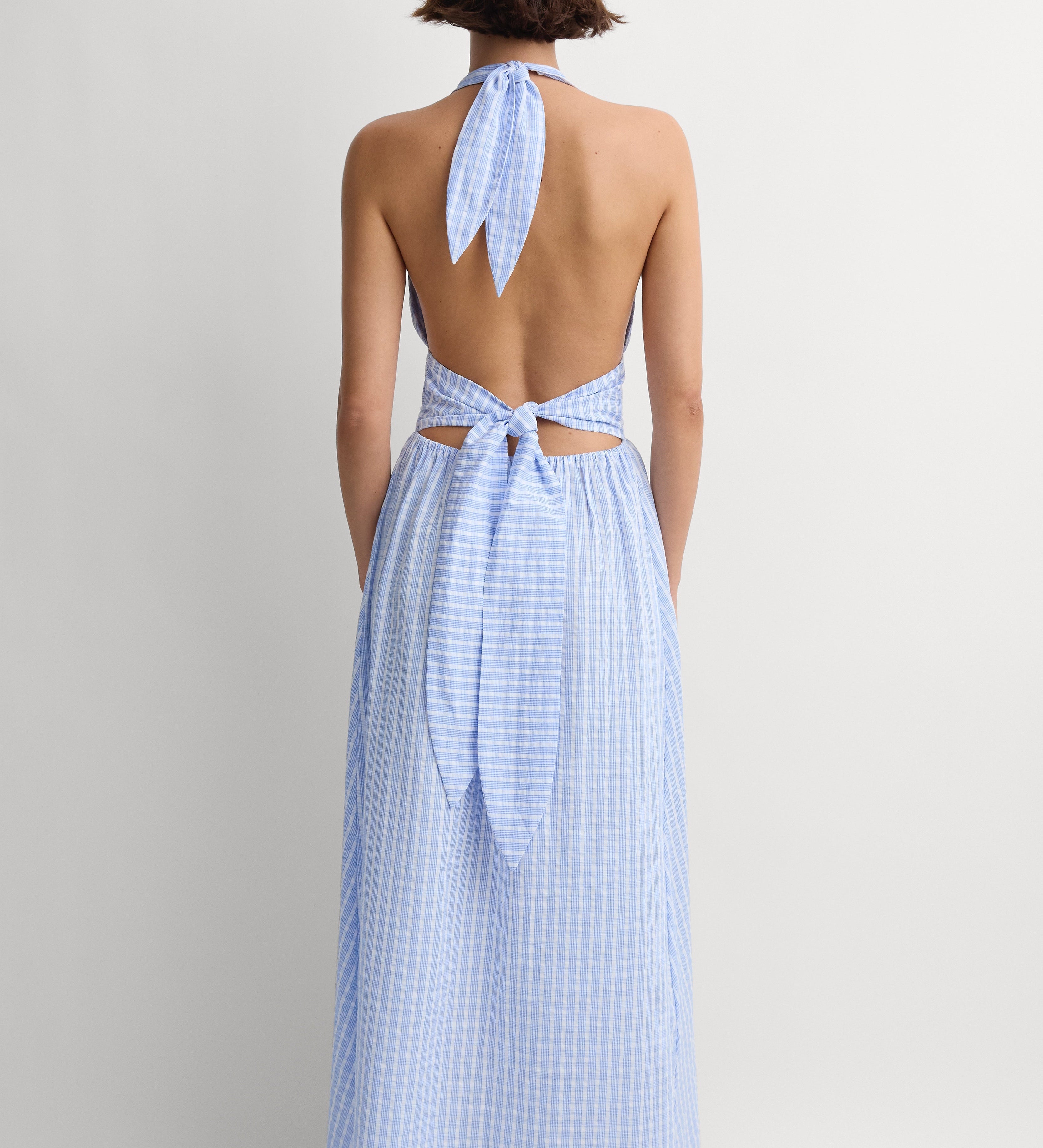 Faithfull - Lido Maxi Dress Paloma Check Light Blue White