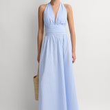 Faithfull - Lido Maxi Dress Paloma Check Light Blue White