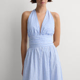 Faithfull - Lido Maxi Dress Paloma Check Light Blue White