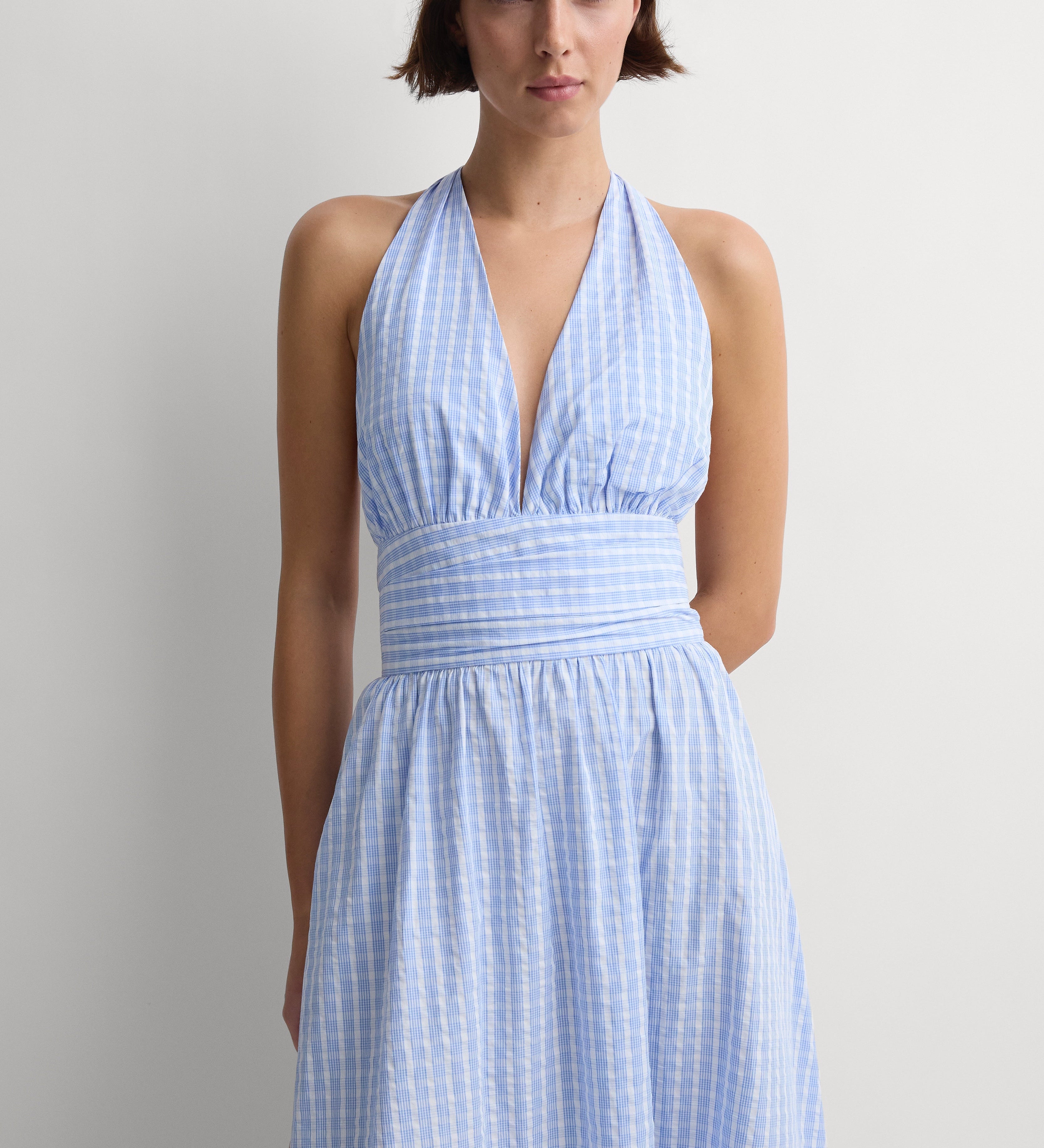 Faithfull - Lido Maxi Dress Paloma Check Light Blue White