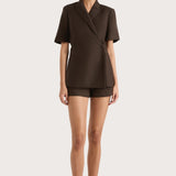 Faithfull - Enna Short Sleeve Blazer Chocolate - Final Sale