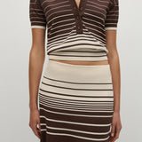Faithfull - Sable Polo Shirt Accordion Stripe Brown Beige