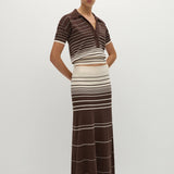 Faithfull - Casia Maxi Skirt Accordion Stripe Brown Beige