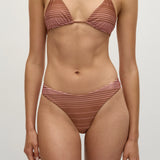 Faithfull - Sete Bikini Top Accordion Stripe Puce Fawn - Final Sale