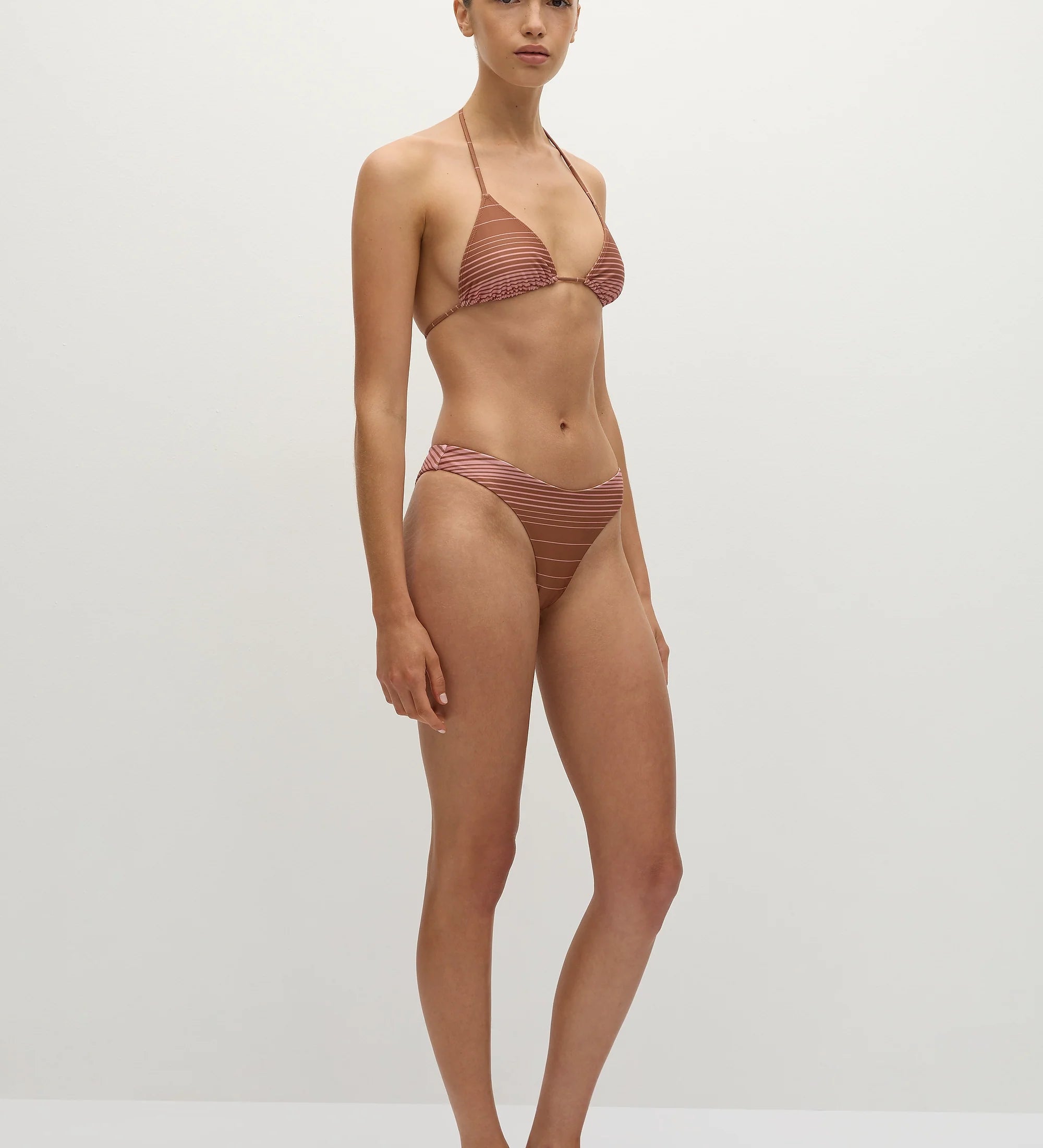 Faithfull - Bebe Bikini Bottom Accordion Stripe Puce Fawn - Final Sale
