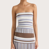 Faithfull - Citara Strapless Top Pale Blue Stripe