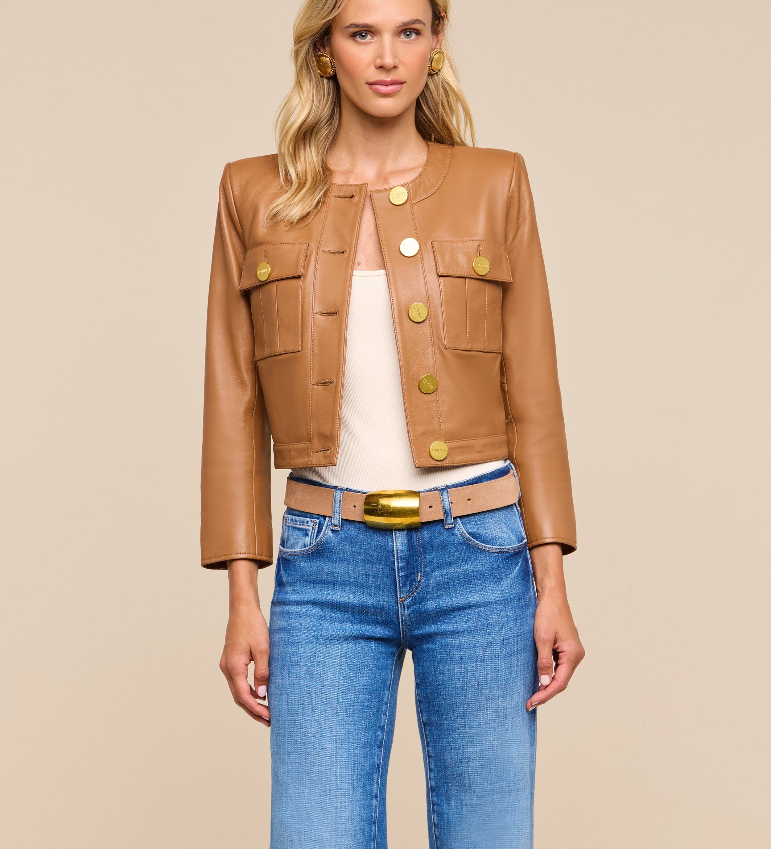 L'AGENCE - Deidra Cropped Leather Jacket
