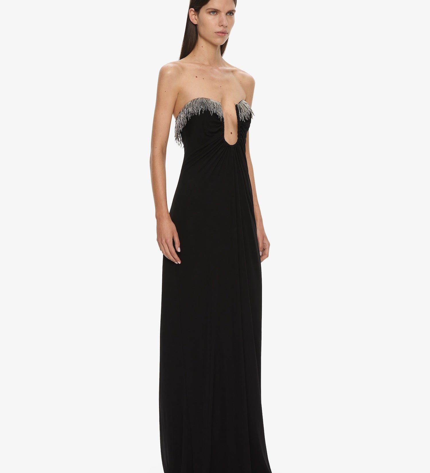 Christopher Esber - Arced Palm Strapless Fringe Dress