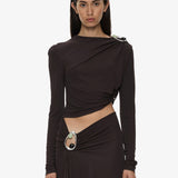 Christopher Esber - Orica Crystal Ruched Long Sleeve Top