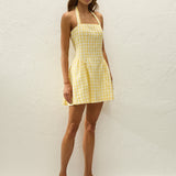 Faithfull - Venza Mini Dress Gingham Pale Yellow