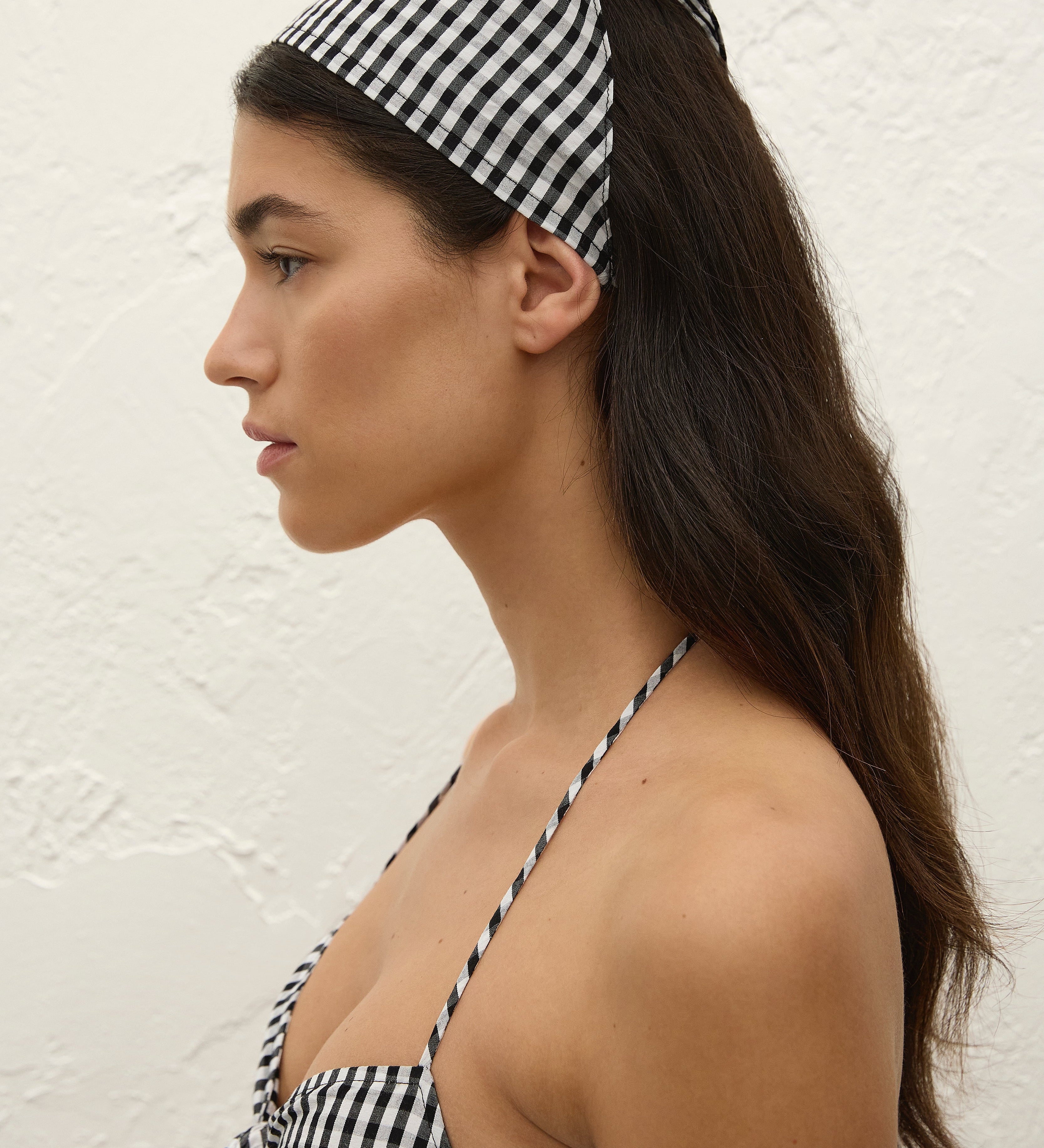 Faithfull - Lucia Head Scarf Black Textured Gingham