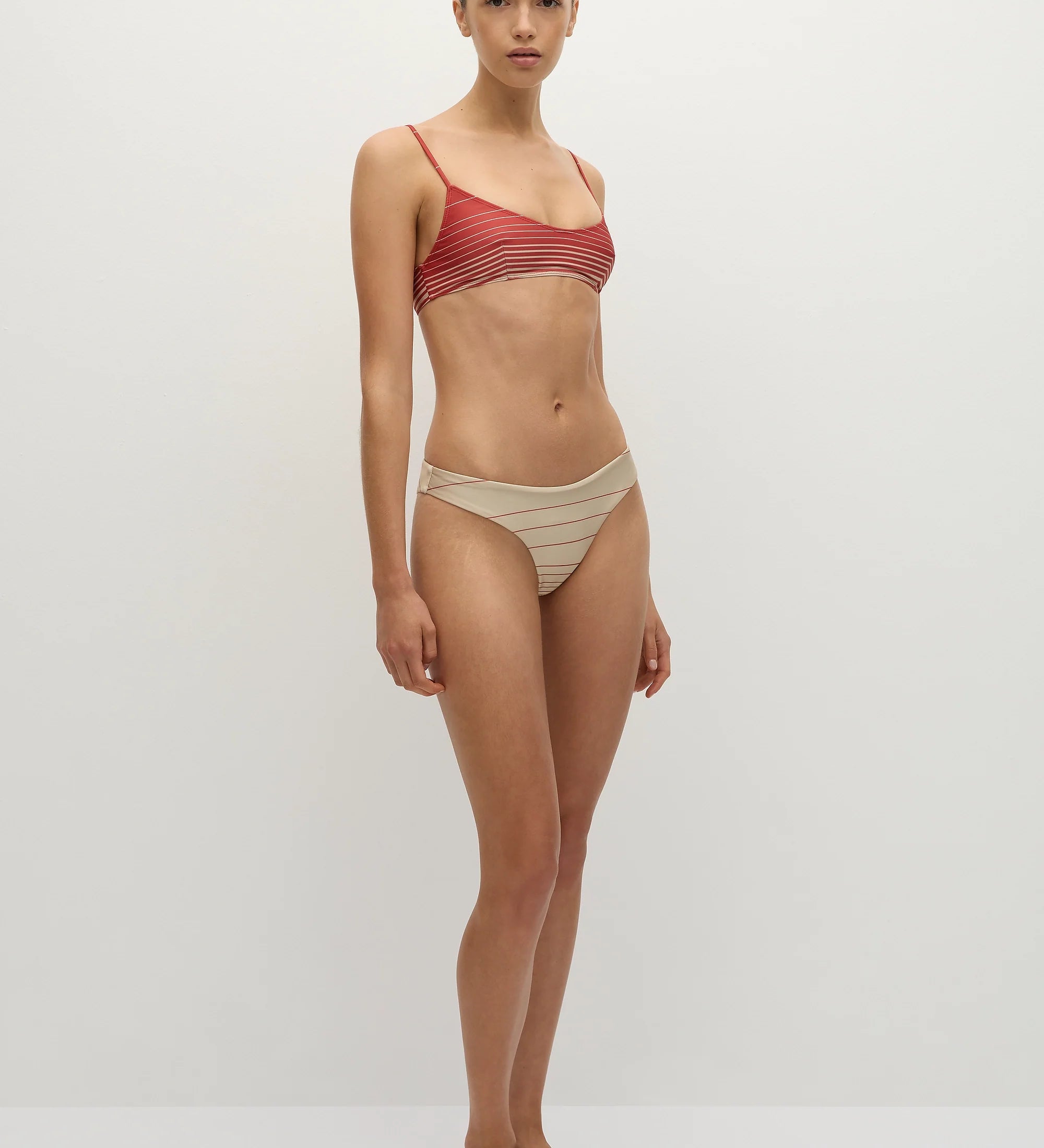 Faithfull - Orla Bikini Top Accordion Stripe Amber Fawn - Final Sale