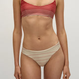 Faithfull - Bebe Bikini Bottom Accordion Stripe Amber Fawn - Final Sale