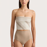 Faithfull - Jean Swim Top Futura Stripe Taupe - Final Sale