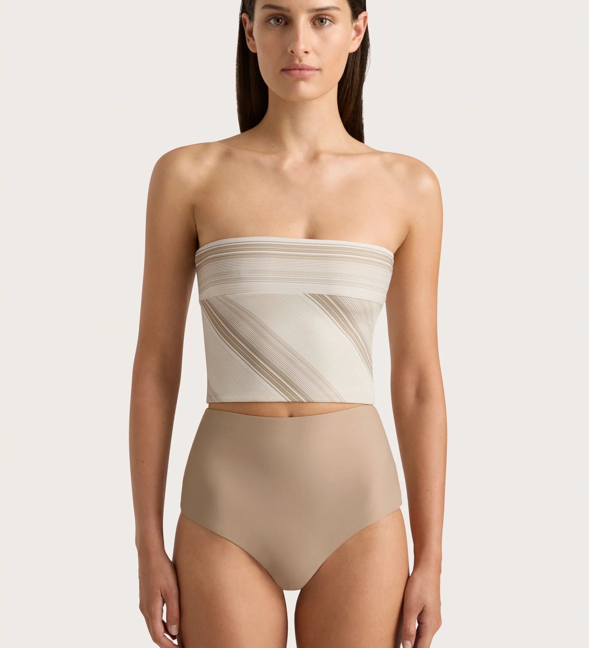 Faithfull - Jean Swim Top Futura Stripe Taupe - Final Sale
