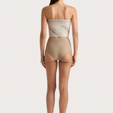 Faithfull - Jean Swim Top Futura Stripe Taupe - Final Sale