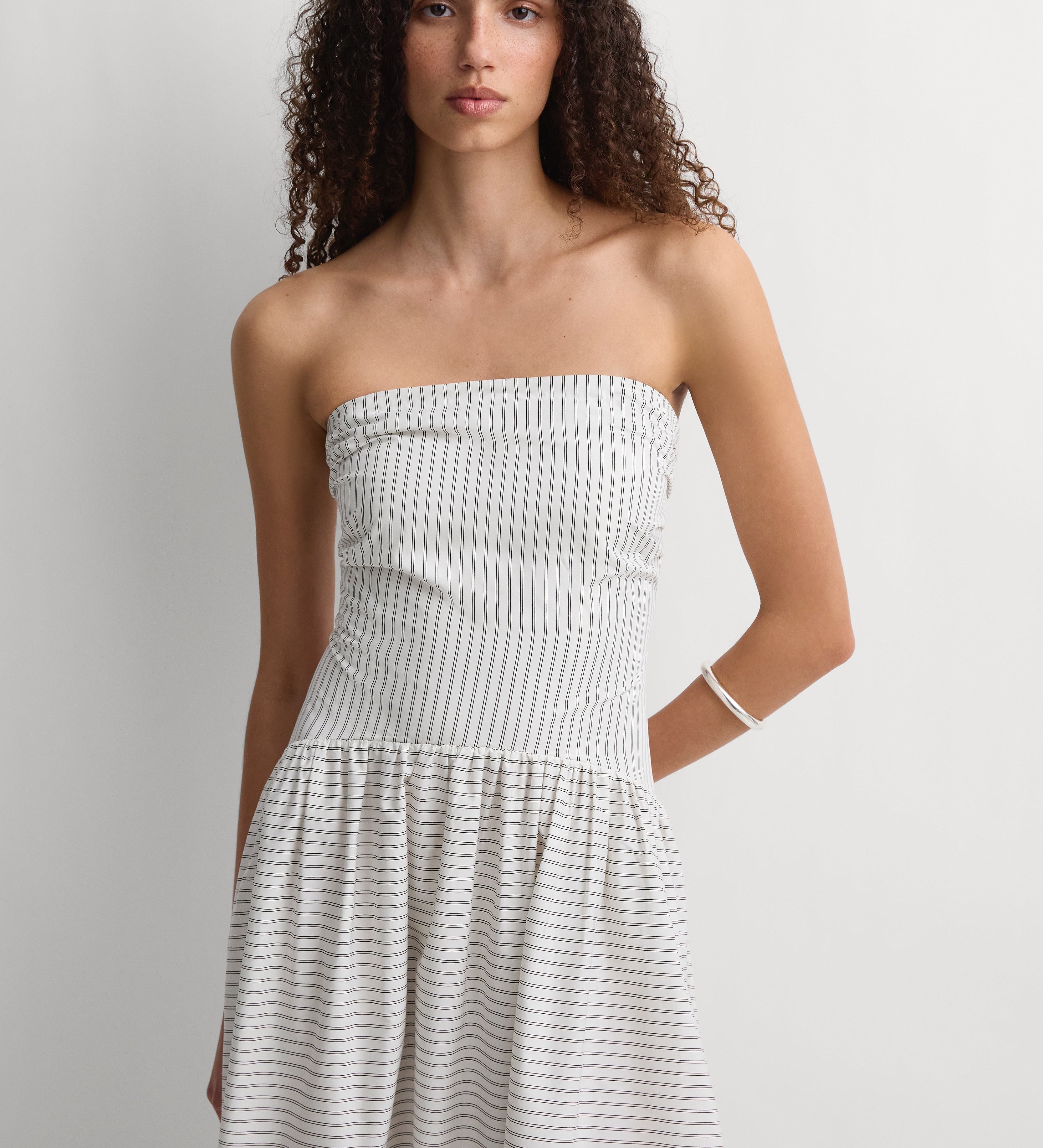 Faithfull - Lue Midi Dress Oliva Stripe Ecru
