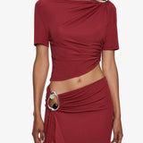 Christopher Esber - Orica Crystal Ruched Jersey Tee