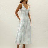 Faithfull - Adalee Midi Dress Gingham Sky Blue