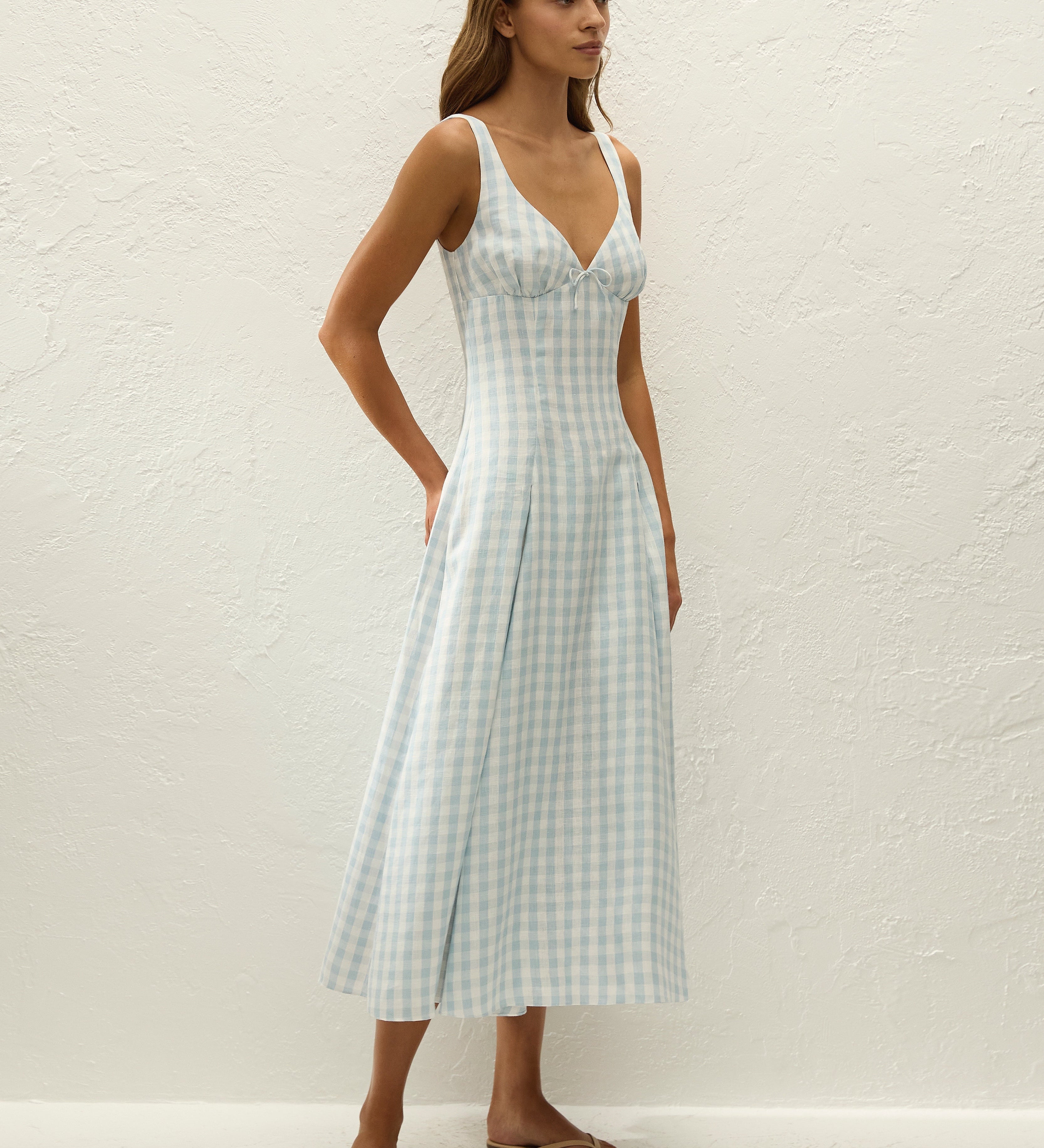 Faithfull - Adalee Midi Dress Gingham Sky Blue