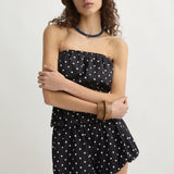 Posse - AURELIA STRAPLESS TOP - BLACK WHITE POLKA DOT