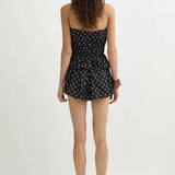 Posse - AURELIA STRAPLESS TOP - BLACK WHITE POLKA DOT