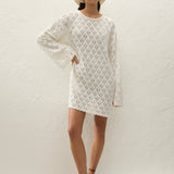 Faithfull - Romina Mini Dress Pointelle Knit Vintage White