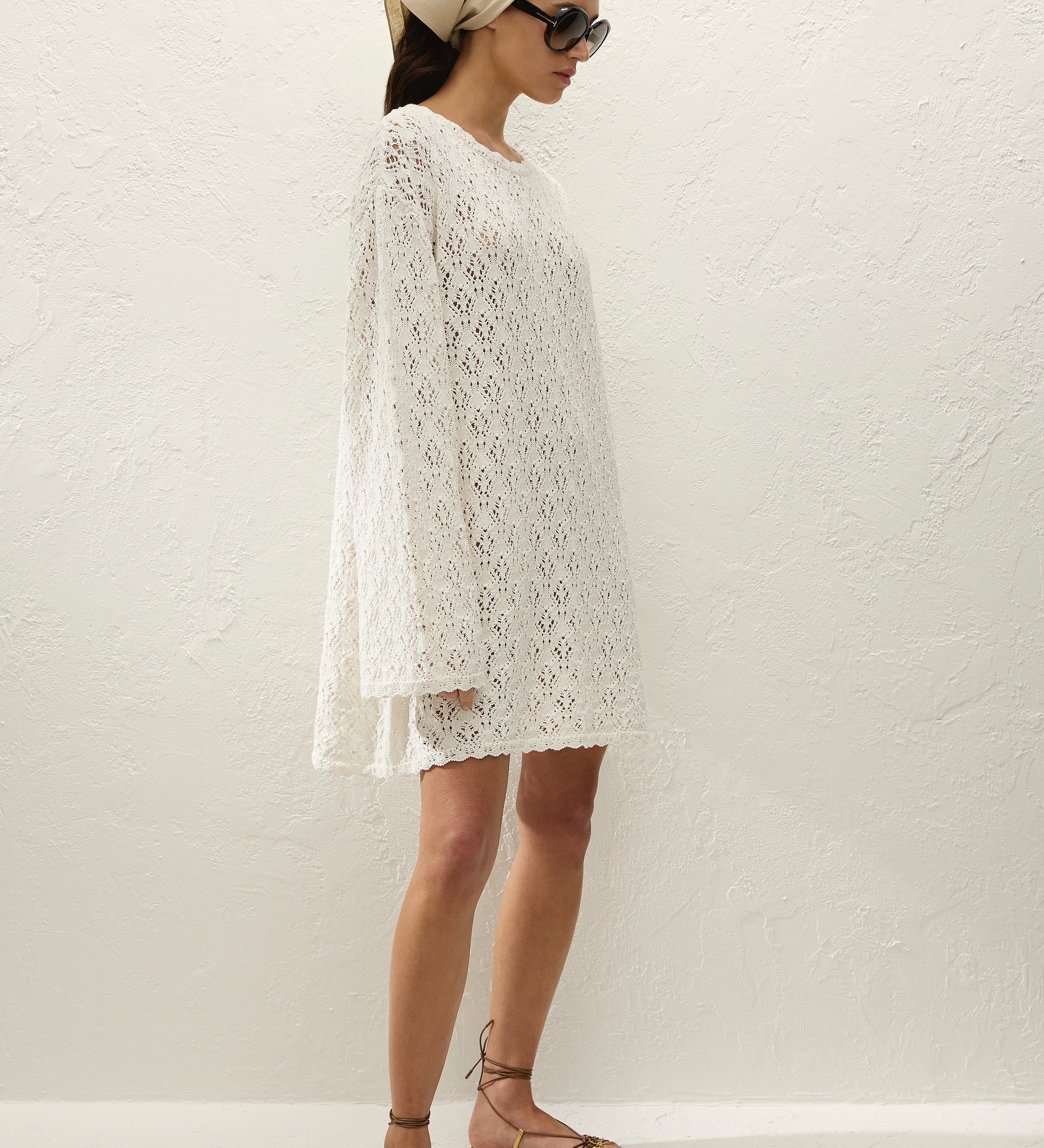 Faithfull - Romina Mini Dress Pointelle Knit Vintage White