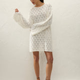 Faithfull - Romina Mini Dress Pointelle Knit Vintage White